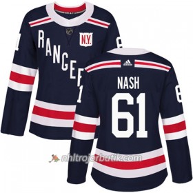 Dame Ishockey New York Rangers Tröja Rick Nash 61 Adidas 2017-2018 Marinblå 2018 Winter Classic Authentic